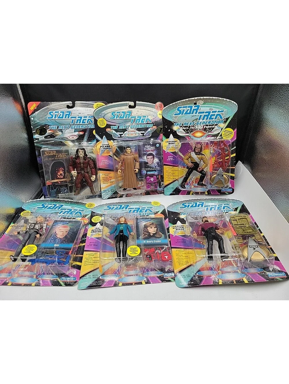 Star Trek The Next Generation Vintage Playmates Action Figure Lot of 6 NIP